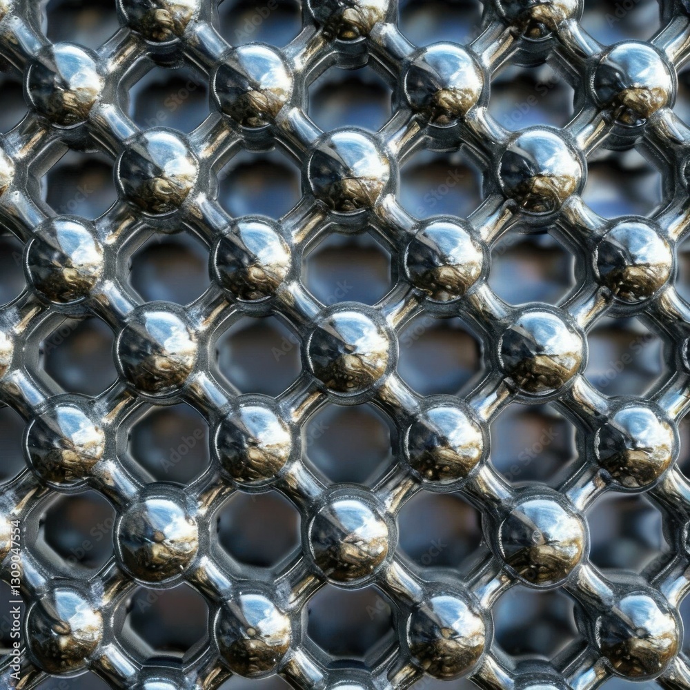 Detailed lattice structure of metallic nanocrystals with reflective surfaces. Generated AI Detailed lattice structure of metallic nanocrystals with reflective surfaces. Generated AI