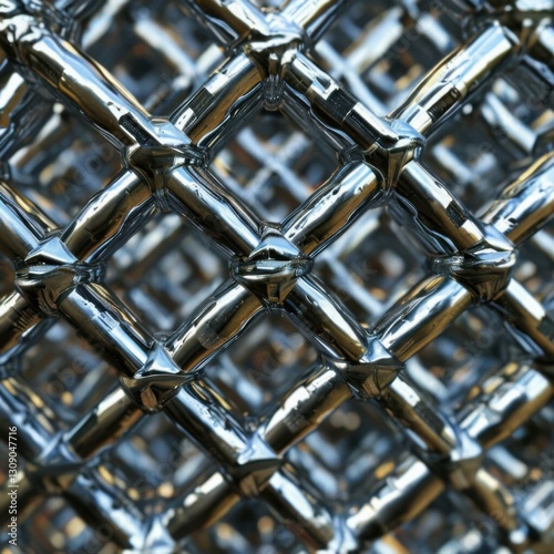 Detailed lattice structure of metallic nanocrystals with reflective surfaces. Generated AI photo