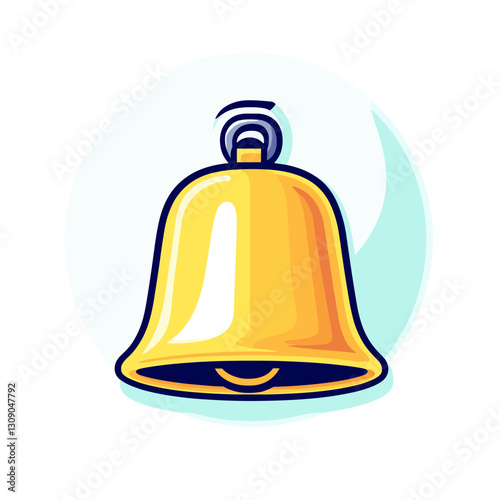 Notification bell icon in flat style. Incoming inbox message vector illustration isolated on a white background. Ringing bells sign