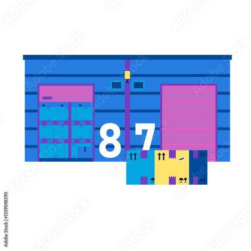 Store or retrieve goods from the warehouse. e-commerce concept illustration.