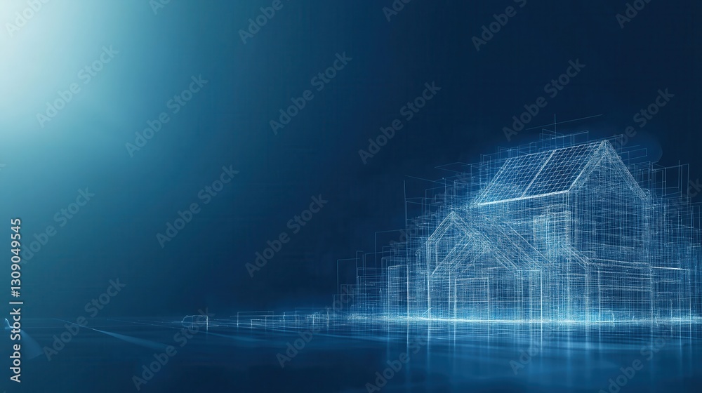 Fototapeta premium A blue background with a house in the middle