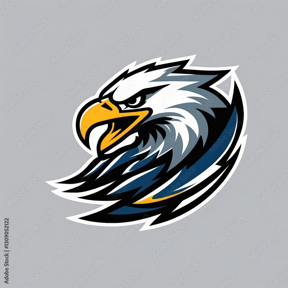 Obraz premium Eagle Head Logo Design: Vibrant Wildlife Art and Sports Emblem with Dynamic Visual Identity