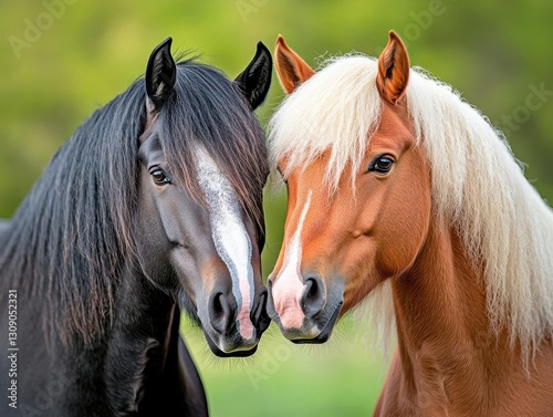 Two horses embracing