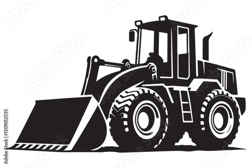 Detailed silhouette of bulldozer illustration perfect for construction designs