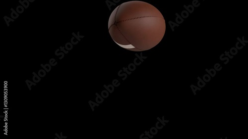 American Football Rugby Ball Transition Animation throw through air - Sport 3D - Isolated Black Screen Animation Concept Background