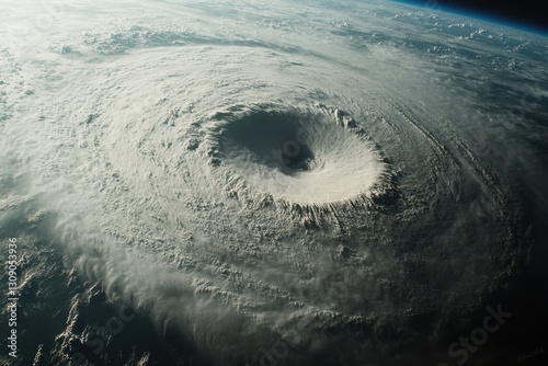 Massive swirling hurricane captured from space showcasing its eye and cloud formation