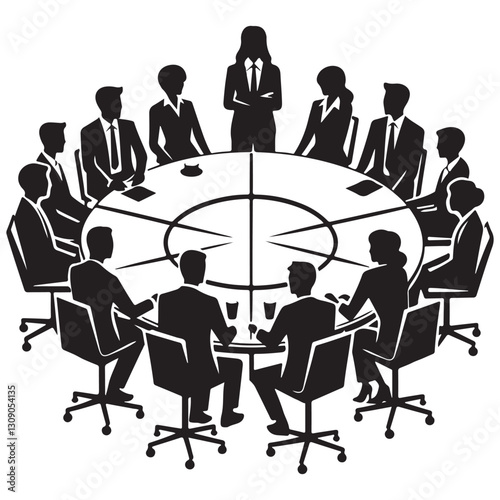 Board of Directors Meeting Vector Silhouette Illustration for Business