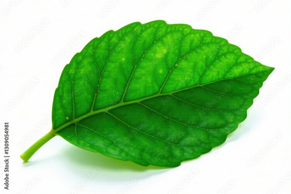 Obraz premium Large leaf isolated on white background, showcasing its intricate details and veins, macro, foliage
