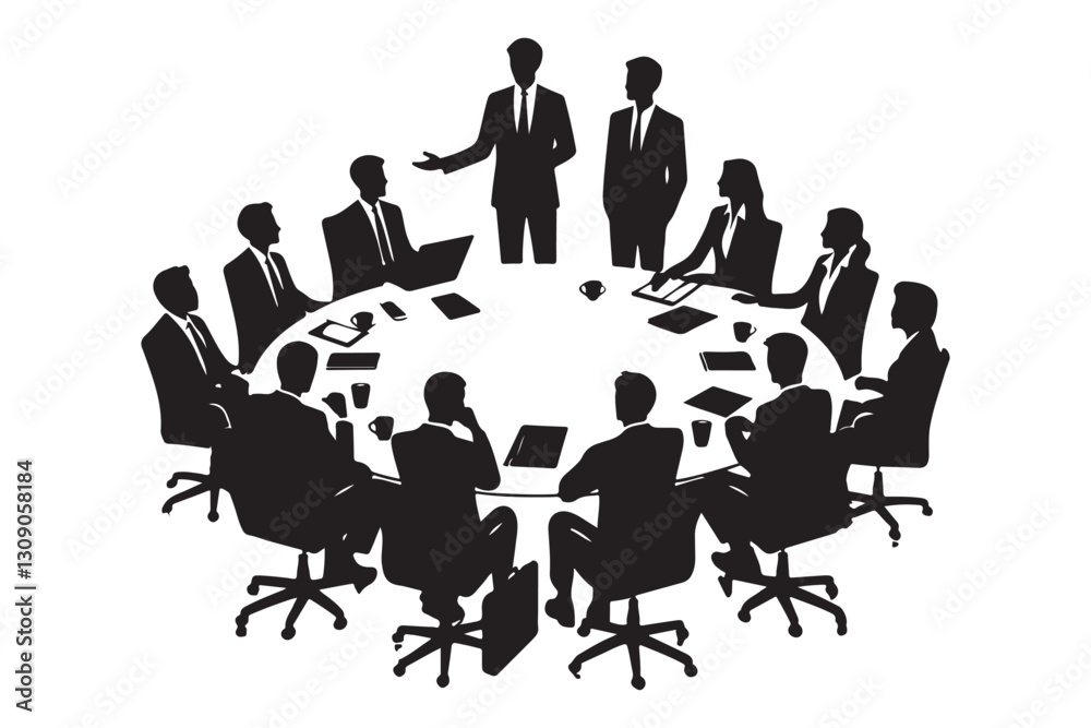 Business People Meeting Silhouette Illustration Around Conference Table Design Business People Meeting Silhouette Illustration Around Conference Table Design