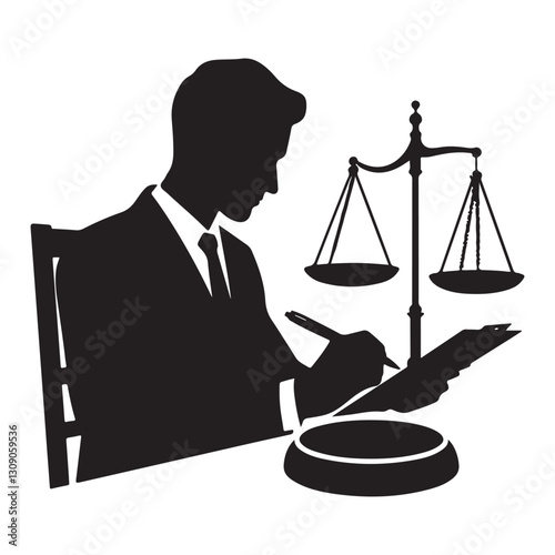 Lawyer Silhouette Illustration Justice and Legal System Representation