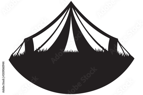 Silhouette Vector Illustration of Circus Tent in the Night