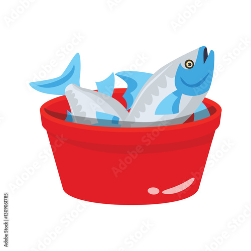 Check out handy 3d icon of fish bucket 