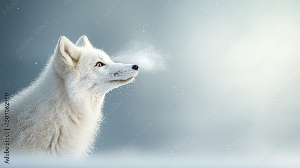 Obraz premium Majestic Arctic Fox Breathing in Winter Wonderland Atmosphere