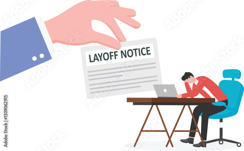 The boss giving a layoff letter to employees stock illustration