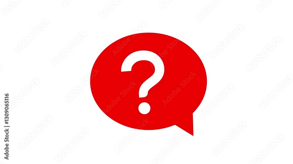Question mark on red speech bubble on white background. Question mark on red speech bubble on white background.