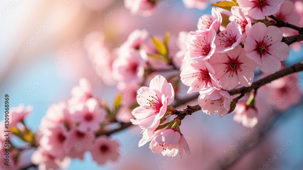 Delicate Pink Cherry Blossoms in Spring: Perfect for Easter Marketing, Seasonal Promotions, and Floral-Themed Greeting Cards Delicate Pink Cherry Blossoms in Spring: Perfect for Easter Marketing, Seasonal Promotions, and Floral-Themed Greeting Cards