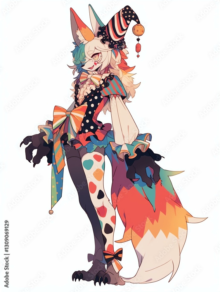 Fototapeta premium Playful Fox Character with Nine Tails