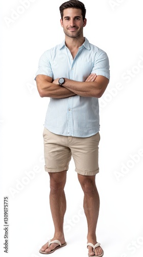 Obraz na płótnie A young man models summer casual wear w salonie