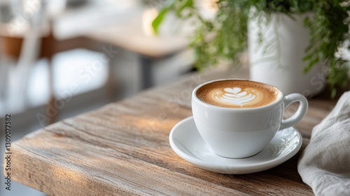 Wallpaper Mural Enjoying a Warm Cup of Coffee on a Rustic Wooden Table Torontodigital.ca