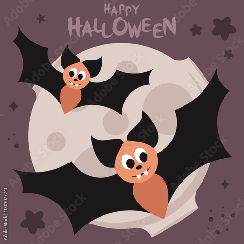 Halloween cartoon bat. Vector illustration.	
