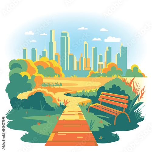 Nature city park, with a panoramic view of the megalopolis.