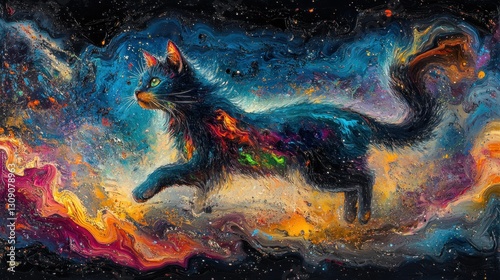 Cosmic Cat Soaring Through Nebula