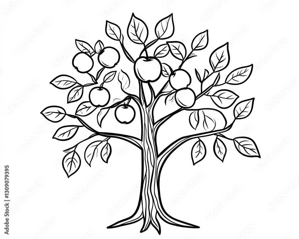 Obraz premium Simple Apple Tree Drawing (11)