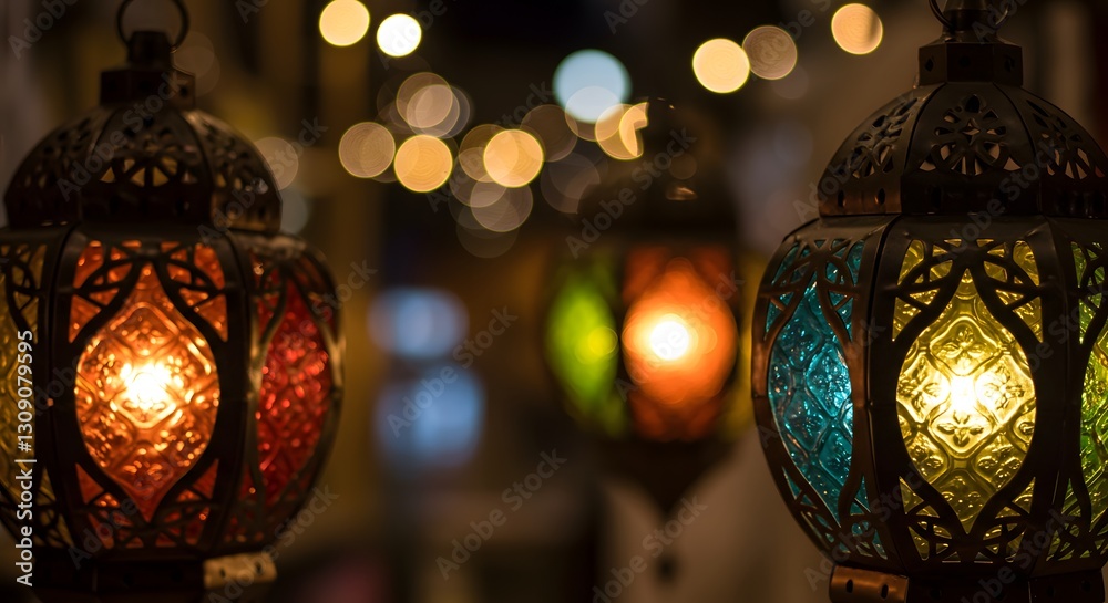 Glowing Moroccan Lanterns at Night Glowing Moroccan Lanterns at Night