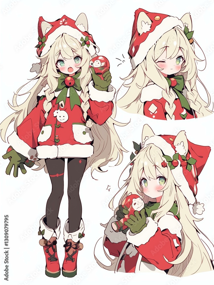 Festive Anime Cat Girl Bell