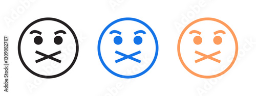 Angry Emoji Face Icon set, bad word isolated on white