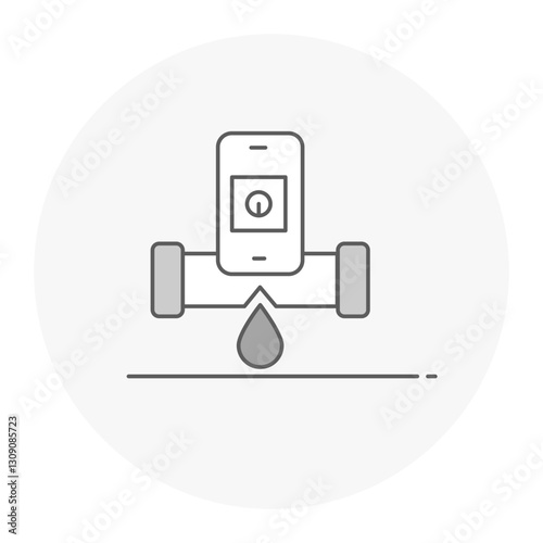 Water Meter Icon, Smart Water Monitoring, Leak Detection System, Editable Stroke.
