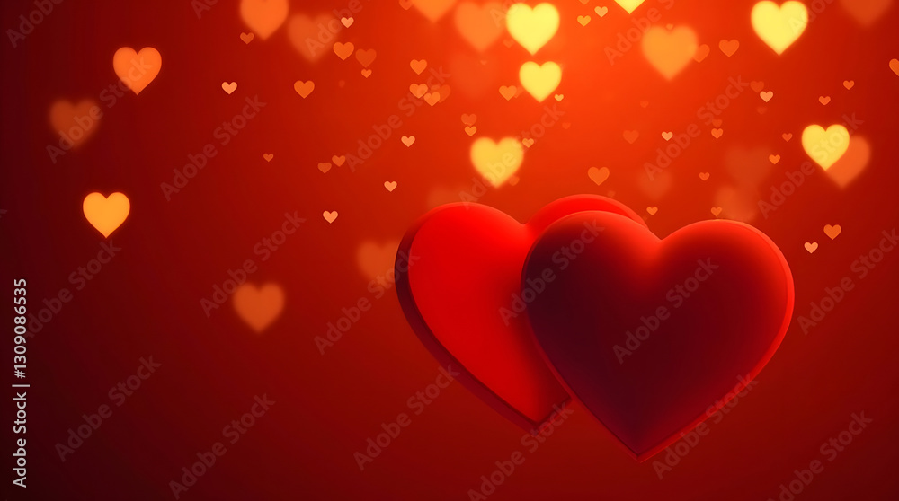 Valentine's Day Celebration Bokeh Background with Red Hearts, Soft Glow, and Romantic Atmosphere Valentine's Day Celebration Bokeh Background with Red Hearts, Soft Glow, and Romantic Atmosphere