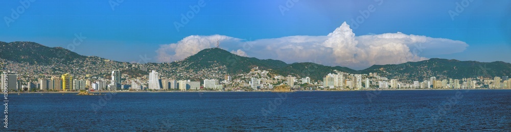 Fototapeta premium Water front skyline of modern Acapulco, Guerrero, Mexico