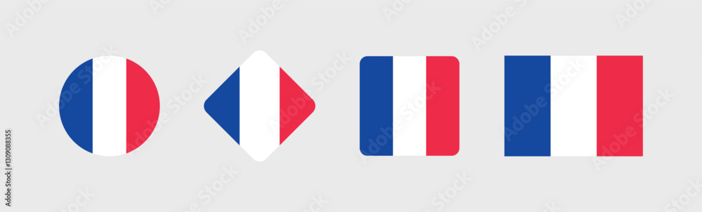 Vector France National Flag icon collection. Flag set of France various styles.
Vector France National Flag icon collection. Flag set of France various styles.