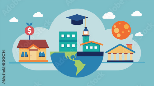 Some cultures may prioritize investing in assets such as property or businesses over education resulting in lower levels of student debt.. Vector illustration