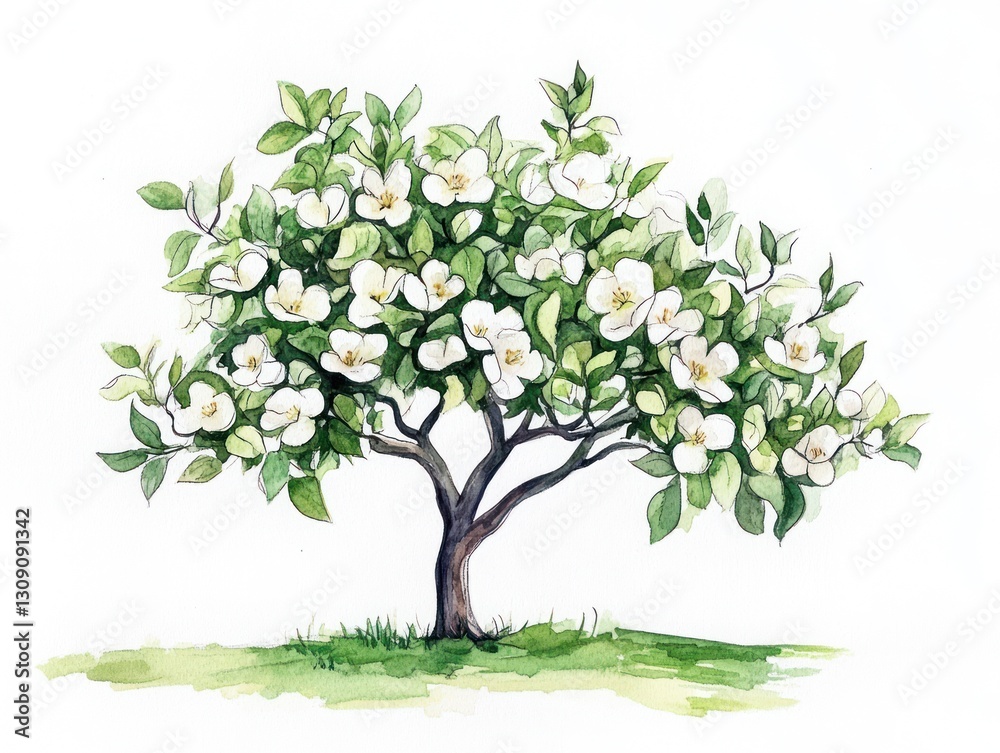 Blooming Spring Tree Illustration Blooming Spring Tree Illustration