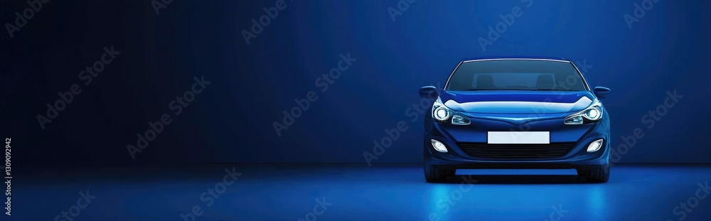 Close-up of the headlights of a modern car on a dark background Close-up of the headlights of a modern car on a dark background