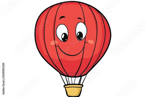 Happy Cartoon Hot Air Balloon with Smiling Face and Bright Colors