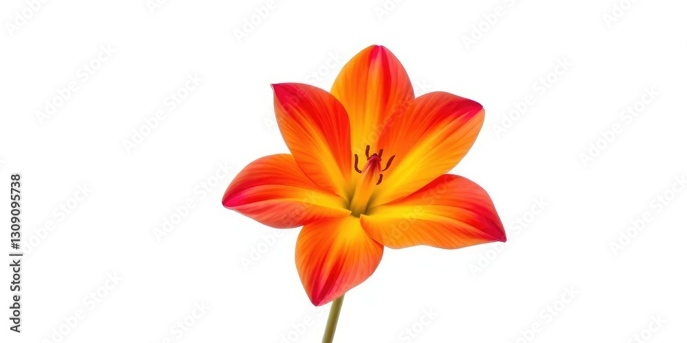 Fototapeta premium A single, vibrant bloom isolated against a pure white backdrop, photography, image