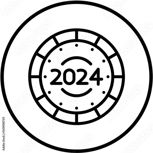 Vector Design New Year Clock Icon Style