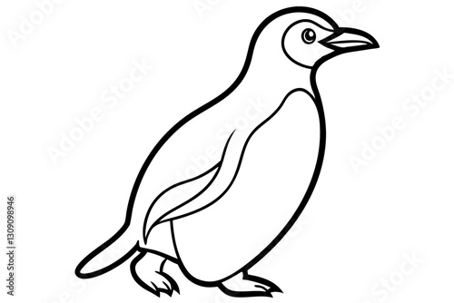 Penguin waddling minimalist line art