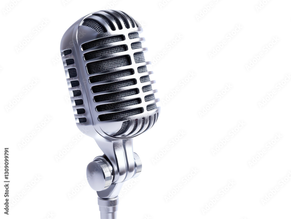 Fototapeta premium Isolated Silver Vintage Microphone