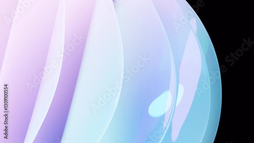 Abstract waves, rotating sphere. 3D rendered background, flowing twisted shapes with a glass texture. Smooth animation in pink and blue tones. Elegant looped wallpaper and animated footage