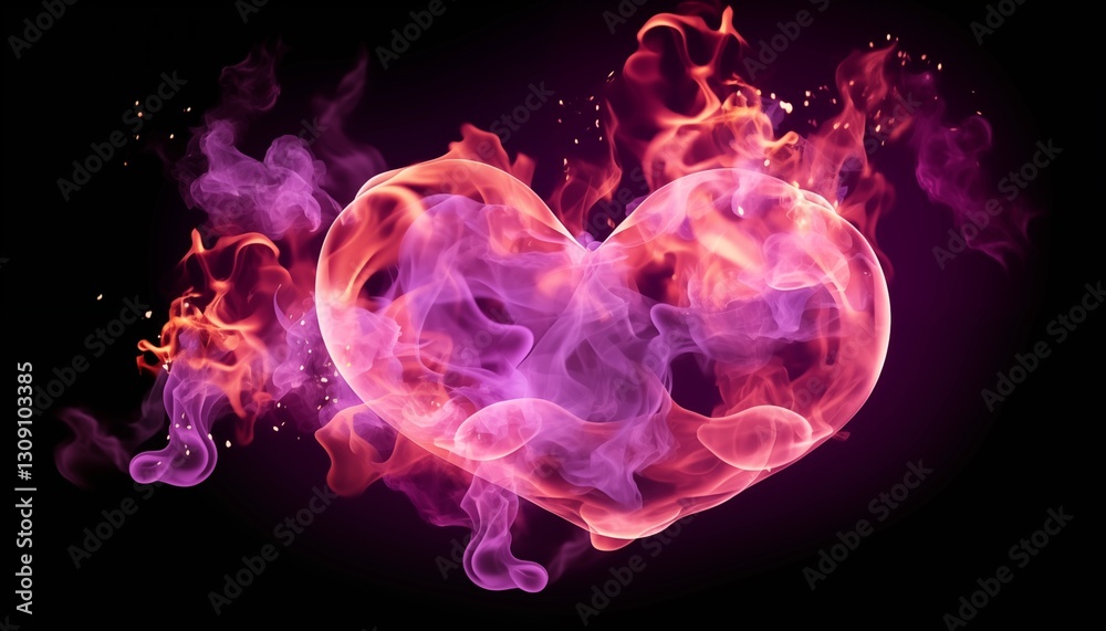 Fototapeta premium red pink purple heart shaped smoke