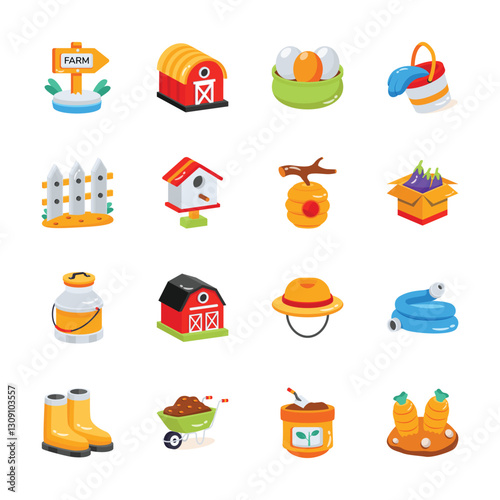 Get a glimpse of our creatively designed 3d farming icons