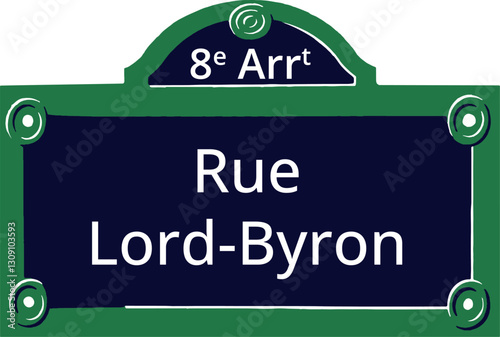 8e Arrt, Elegant Parisian Street Sign