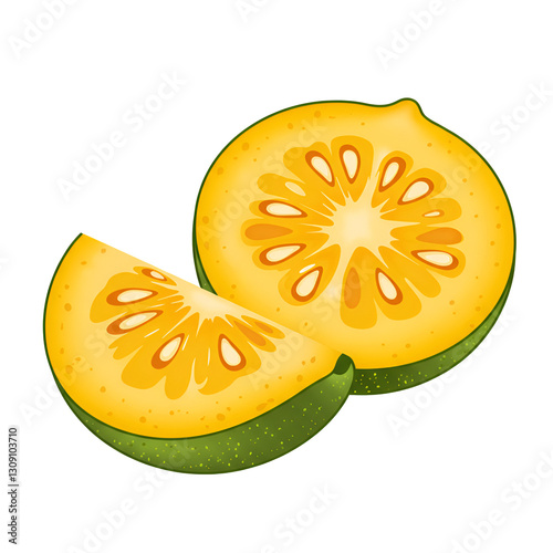 Cut-Open Pequi Image with Bold Yellow Flesh & Bright Colors