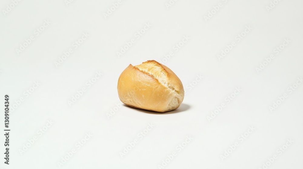 Soft Golden Bread Roll Isolated on White Background with Bright Lighting Soft Golden Bread Roll Isolated on White Background with Bright Lighting