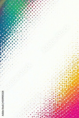 Wallpaper Mural Abstract halftone pattern, white background, vibrant teal, pink, yellow , dots, digital Torontodigital.ca