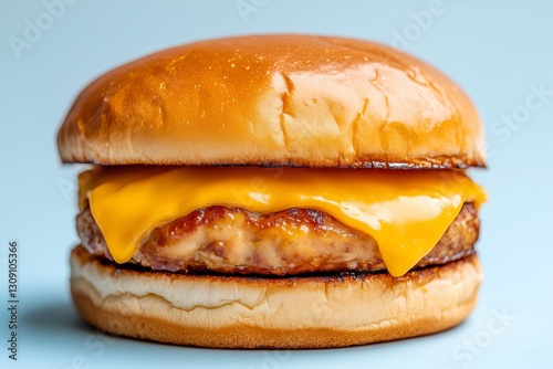 Juicy Cheeseburger: A mouthwatering, perfectly crafted cheeseburger with a glossy bun, melted cheese, and savory patty, ready to satisfy any craving.